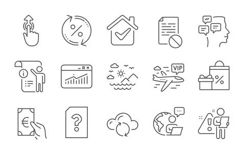 Cloud sync, Messages and Sea mountains icons set. Vip flight, Website statistics 스톡 일러스트