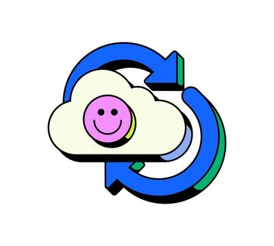 Cloud sync positive confirmation UI overlay alert illustration Stock Illustration