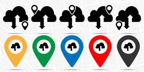 Cloud sync refresh icon in location set. Simple glyph, flat illustration elem Stock Illustration