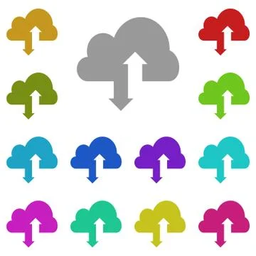 Cloud sync refresh icon in multi color. Simple glyph vector of Technology set Stock Illustration