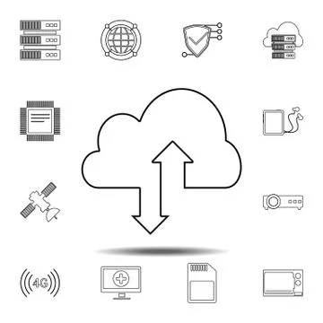 Cloud sync refresh icon. Simple thin line, outline vector element of Technolo Stock Illustration