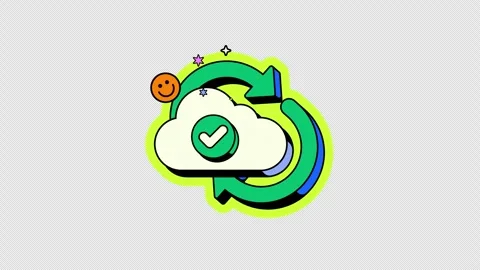 Cloud sync to success neo memphis UI overlay process animation Stock Footage 332272434