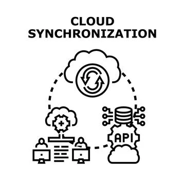 Cloud synchronization concept for data management and collaboration Stock Illustration