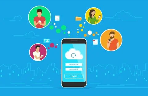 Cloud synchronization concept design Stock Illustration