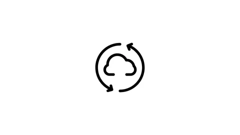 Cloud Synchronization &amp; Data Backup Icon Animation Stock Footage 338276592