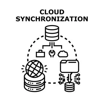 Cloud synchronization data storage transfer vector concept 库存插图