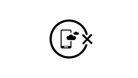 Cloud synchronization error animation showing phone with disconnected symbo.. Stock Footage 346497216