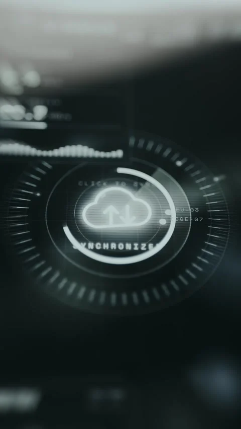 Cloud Synchronization Interface - Digital Concept Close Up Stock Footage 336407911