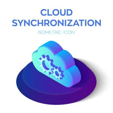 Cloud Synchronization Isometric Icon. Cloud Sign. Refresh Icon. Sync Sign. Cr 스톡 일러스트