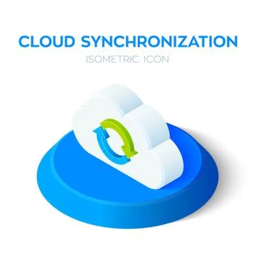 Cloud Synchronization Isometric Icon. Cloud Sign. Refresh Icon. Sync Sign. Cr Stockillustratie