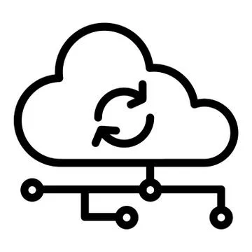 Cloud synchronization line icon. Network technologies vector illustration Stock Illustration