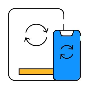 Cloud synchronization with phone icon color illustration 스톡 일러스트