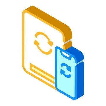 Cloud synchronization with phone isometric icon vector illustration 스톡 일러스트