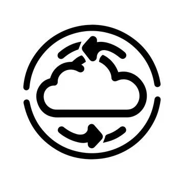 Cloud Synchronization Vector – Data Transfer Icon on White Background Illustrazione stock