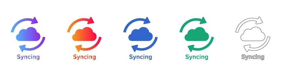 Cloud Syncing and Data Update Icons Illustrazione stock