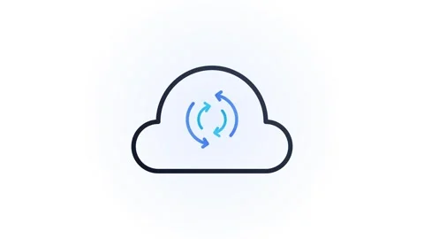 Cloud syncing animation: rotating arrows for data upload and server synchro.. Stock Footage 344857223