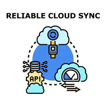 Cloud syncing devices, data storage, and api connectivity Stock Illustration