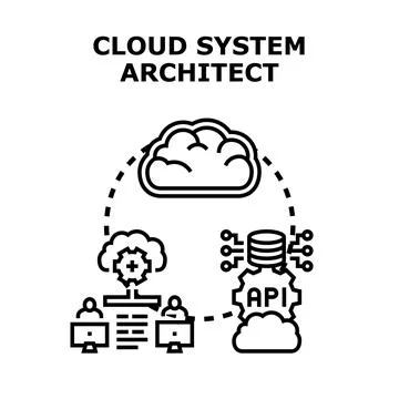 Cloud system architect designing it infrastructure concept Stock Illustration