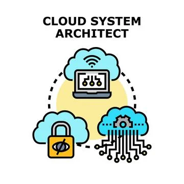 Cloud system architect developing digital infrastructure イラスト素材