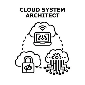 Cloud system architect developing digital infrastructure Stock Illustration