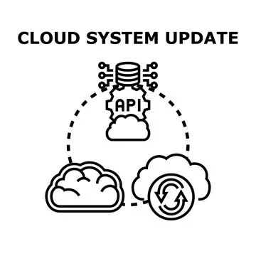Cloud system online data update process concept Stock Illustration