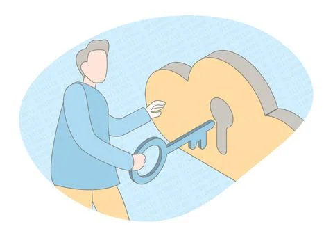 Cloud system for protecting personal and corporate data information of an Stock Illustration