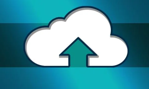Cloud system technology concept with uploading arrow Illustrazione stock