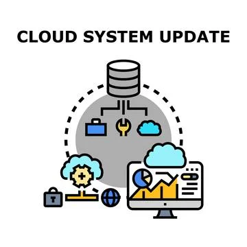 Cloud system update concept with data storage and network イラスト素材
