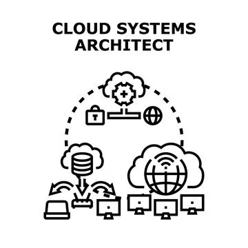 Cloud systems architect designing global network infrastructure Stock Illustration