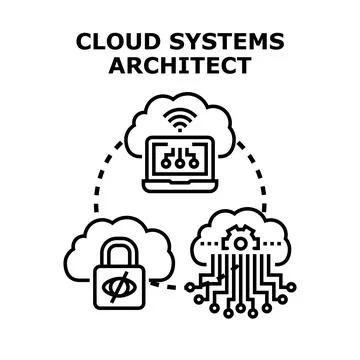 Cloud systems architect designing secure network infrastructure Stock Illustration