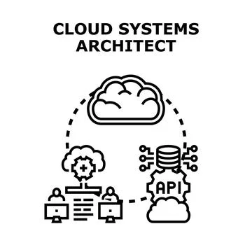 Cloud systems architect developing technology structure illustration Illustrazione stock
