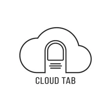 Cloud tab icon with black finger Stock Illustration