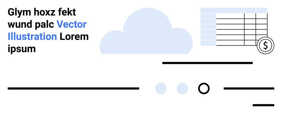 Cloud, table with financial chart, and text components. Ideal for tech apps,  스톡 일러스트