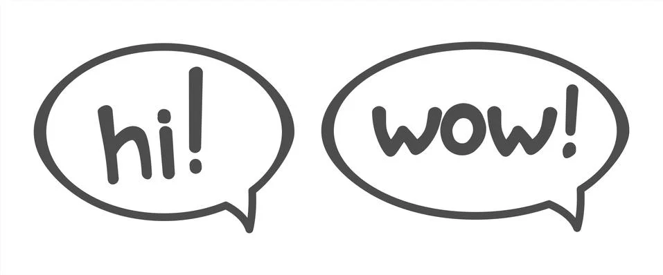 Cloud Talk, Bubble Speech. Handwritten Word Wow, Hi In A Bubble. Lettering. V Stock Illustration
