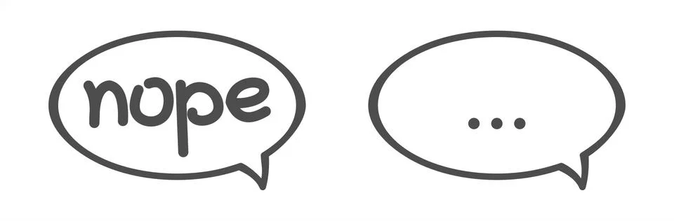 Cloud Talk, Bubble Speech. Word Nope, Three dots In A Bubble. Lettering. Vect Stock Illustration