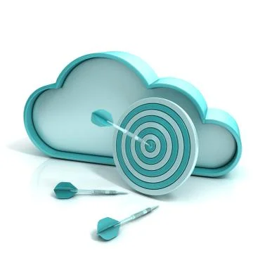 Cloud target and darts 3D computer icon Stock Illustration