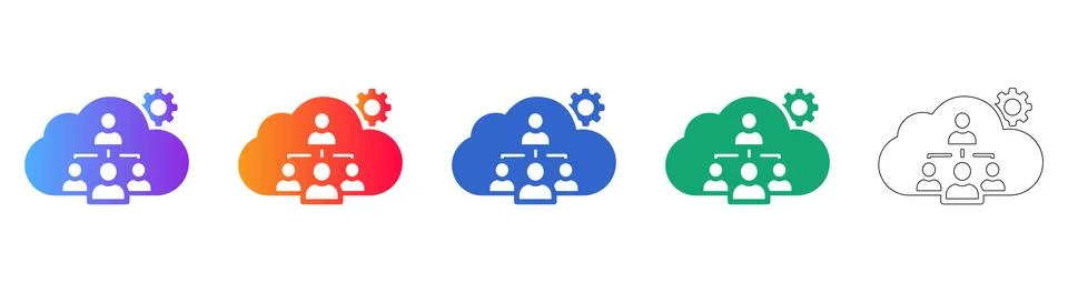 Cloud Team Hierarchy Icons Ilustración de archivo