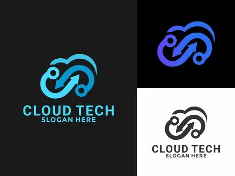 Cloud tech with arrow logo design vector, Modern Technology digital logo de.. イラスト素材
