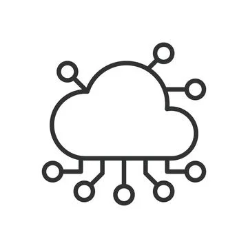 Cloud tech icon in line design. cloud technology, cloud network, online Stock Illustration