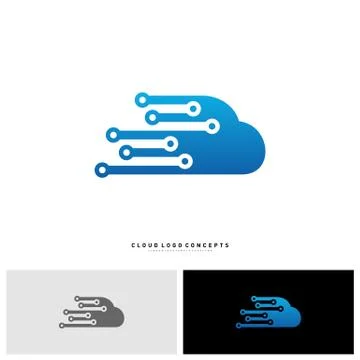 Cloud Tech Logo Design Concept Vector. Tech Cloud Logo Template Vector Stock Illustration