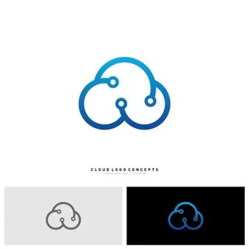 Cloud Tech Logo Design Concept Vector. Tech Cloud Logo Template Vector Stock Illustration