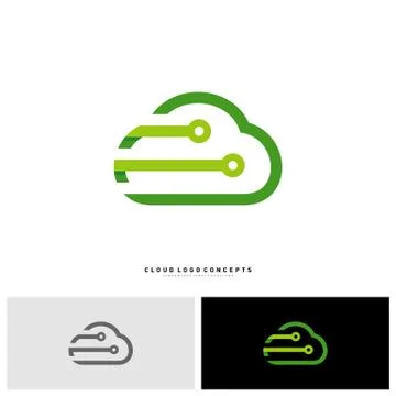 Cloud Tech Logo Design Concept Vector. Tech Cloud Logo Template Vector Illustrazione stock