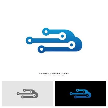 Cloud Tech Logo Design Concept Vector. Tech Cloud Logo Template Vector Stock Illustration