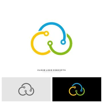 Cloud Tech Logo Design Concept Vector. Tech Cloud Logo Template Vector Stock Illustration