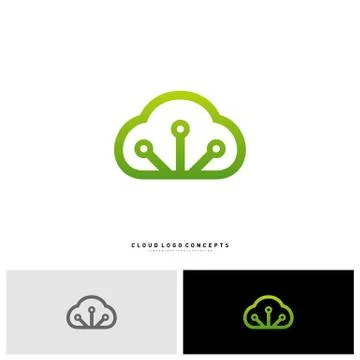 Cloud Tech Logo Design Concept Vector. Tech Cloud Logo Template Vector Illustrazione stock