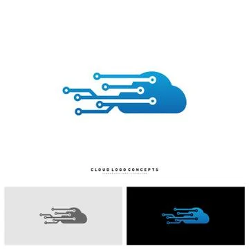 Cloud Tech Logo Design Concept Vector. Tech Cloud Logo Template Vector 스톡 일러스트