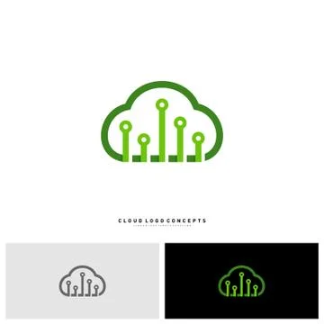 Cloud Tech Logo Design Concept Vector. Tech Cloud Logo Template Vector Stock Illustration