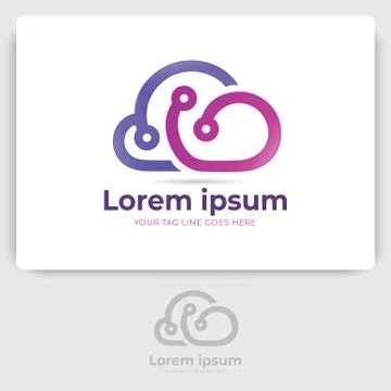 Cloud tech logo design. data server cloud technology vector Stock Illustration