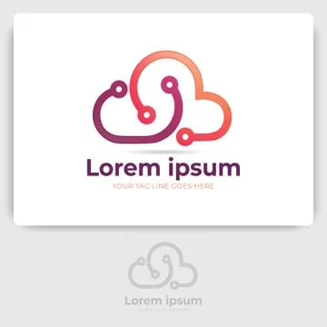 Cloud tech logo design. data server cloud technology vector Stock Illustration