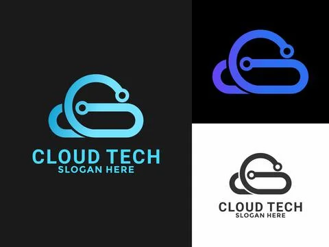 Cloud tech logo design vector, Modern Technology digital logo design template Illustrazione stock